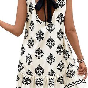 BLENCOT Womens Boho Dress Sleeveless Ruffle Mini Summer Vacation Casual Dresses